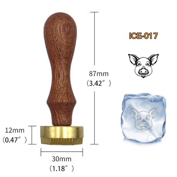 Ice Stamp With Removable Brass Head & Wood Handle - Vintage 1.18" Branding for Cubes, Cocktails, Whiskey, Mojito Drinks - Bar Making DIY Crafting