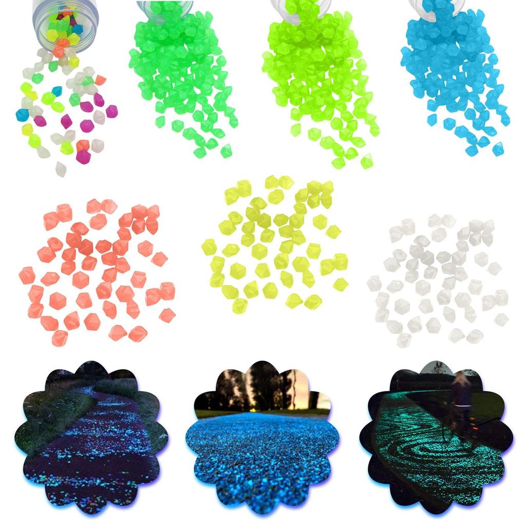 Упаковка из 100 цветных светящихся камней, ромбы, светящиеся камни, уличный декор, тротуар, сад, аквариум, бассейн