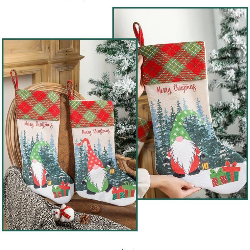Colorful Green And Red Burlap Rudolph Christmas Stockings For Seasonal Celebrations