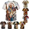 Fashion Unisex 3D Printed Sketch Indian Chief T-Shirt