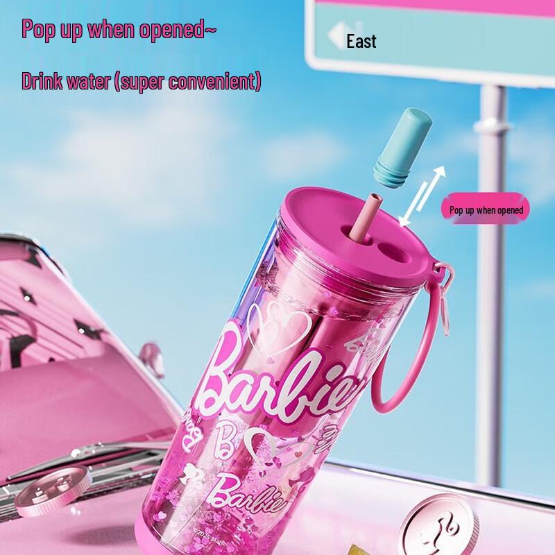 Barbie Large Capacity Straw Water Bottle