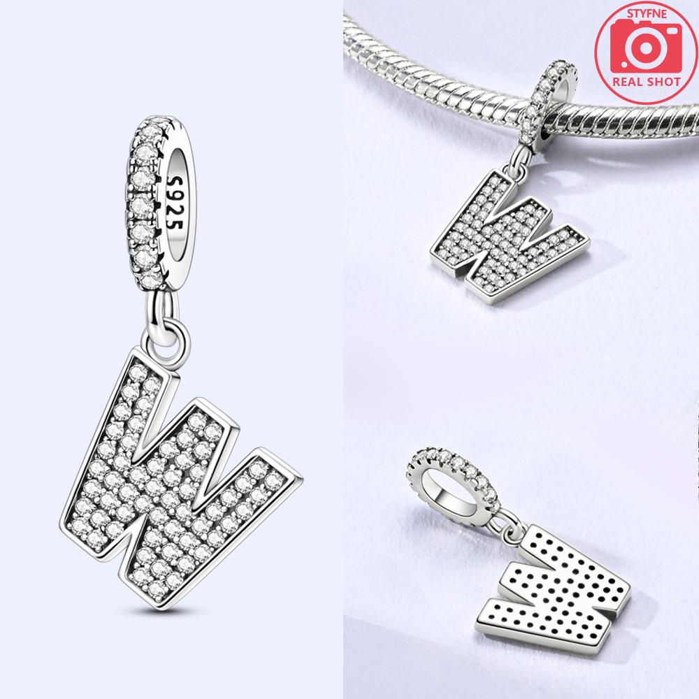 Classical 26 English Letters Original Charms White Zircon Beads Fit Copper Bracelet Accessories Women Diy Fine Gift Jewelry