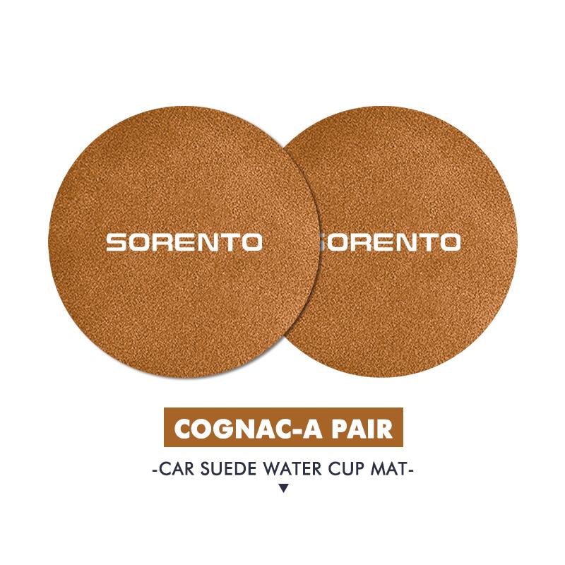 AGF3 For KIA 2pcs Suede Car Coaster Water Cup Drink Holder Anti-Slip Pad Venga Sedona Forte Stonic Picanto Sorento Stinger