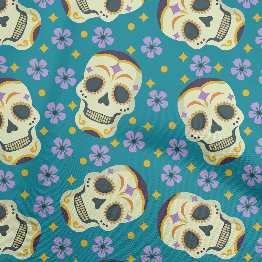 oneOone Georgette Viscose Black Fabric Skull Dress Material Fabric Print Fabric By The Yard 42 Inch