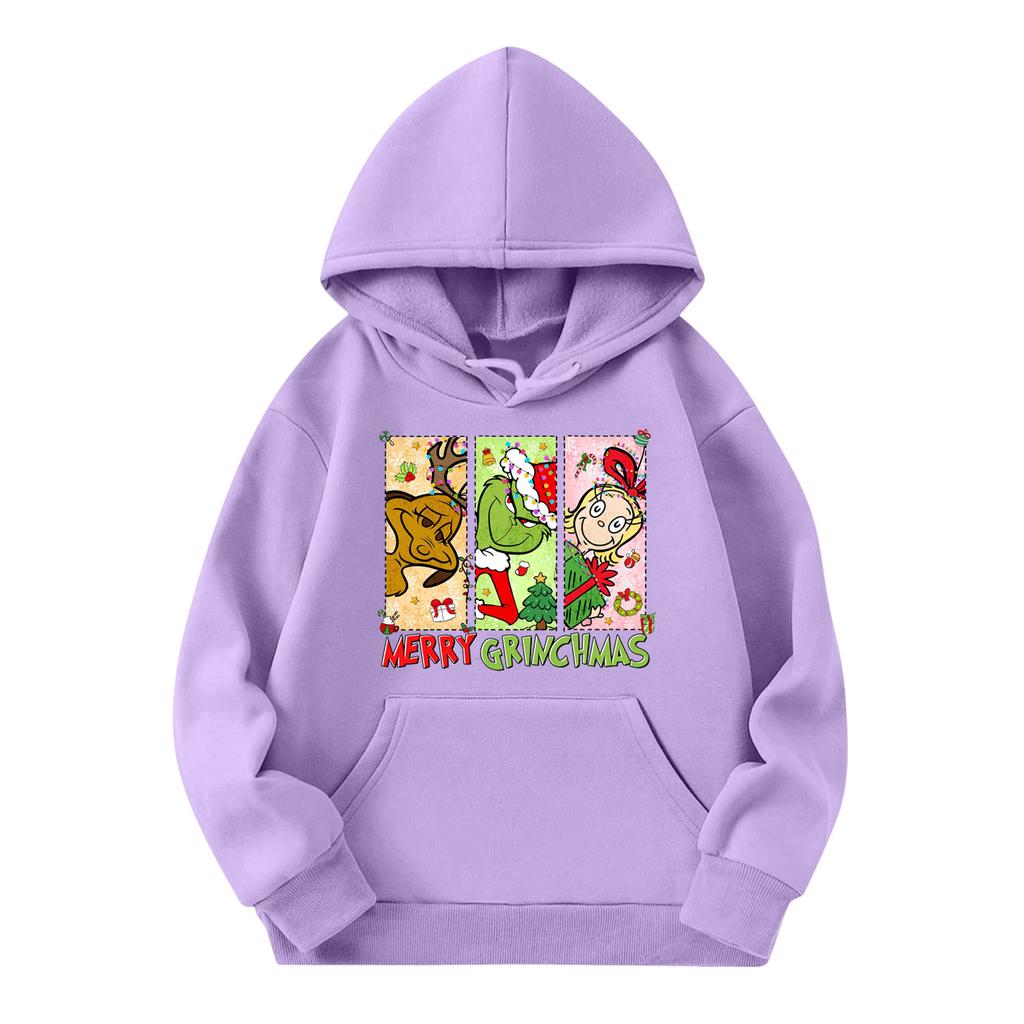 Child Fashion Lightweight Long Sleeve Pullover With Pockets Print Hoodie