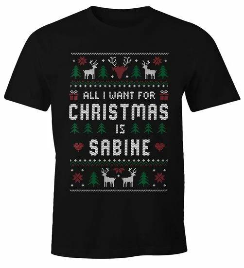 Men's T-Shirt All I Want For Christmas Xmas Preferred Name Text Line-