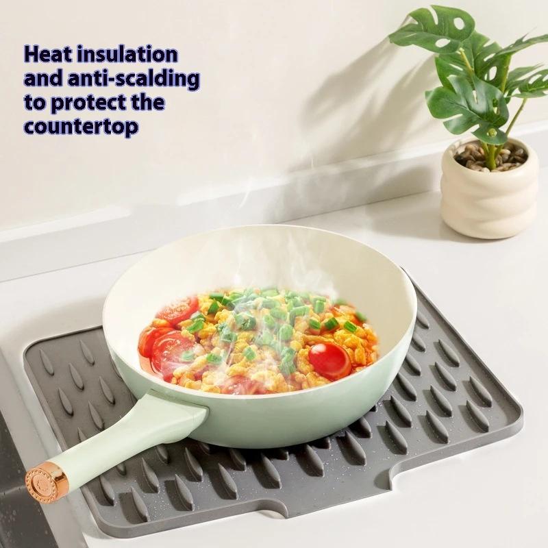1 шт. Силиконовый коврик для сушки посуды, коврик для сушки кастрюль и тарелок для кухонной посуды, нескользящие коврики, подставка против ожогов, кухонная утварь