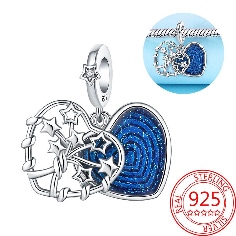 Медные Блестящие Розовые Подвески-Шармы в Форме Сердца Подходят для Оригинального Браслета для Женщин Ювелирные Изделия в Подарок на День Святого Валентина