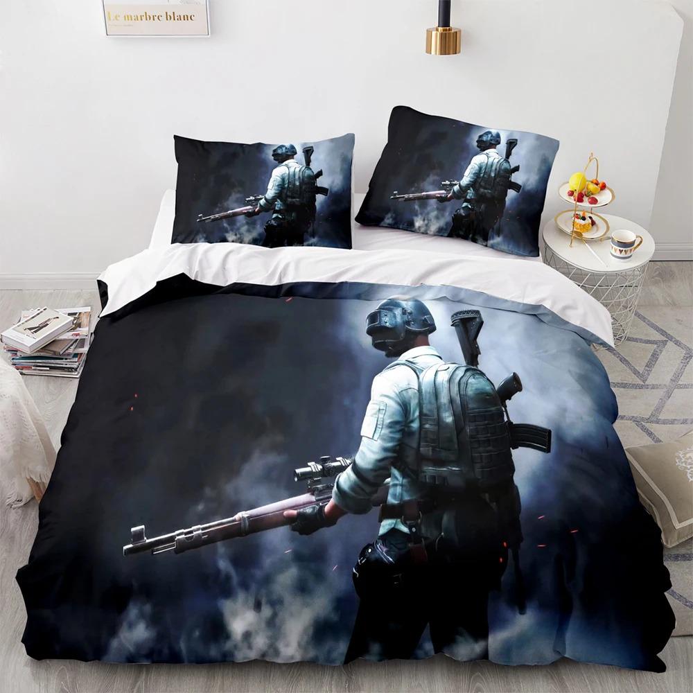 PUBG Постельное белье Односпальное Двуспальное Full Quen King-Size Размеры Размеры Игровое PUBG Комплект постельного белья Взрослый Детская Спальня Пододеяльник Комплекты 3D Печать Мужчины Женщины