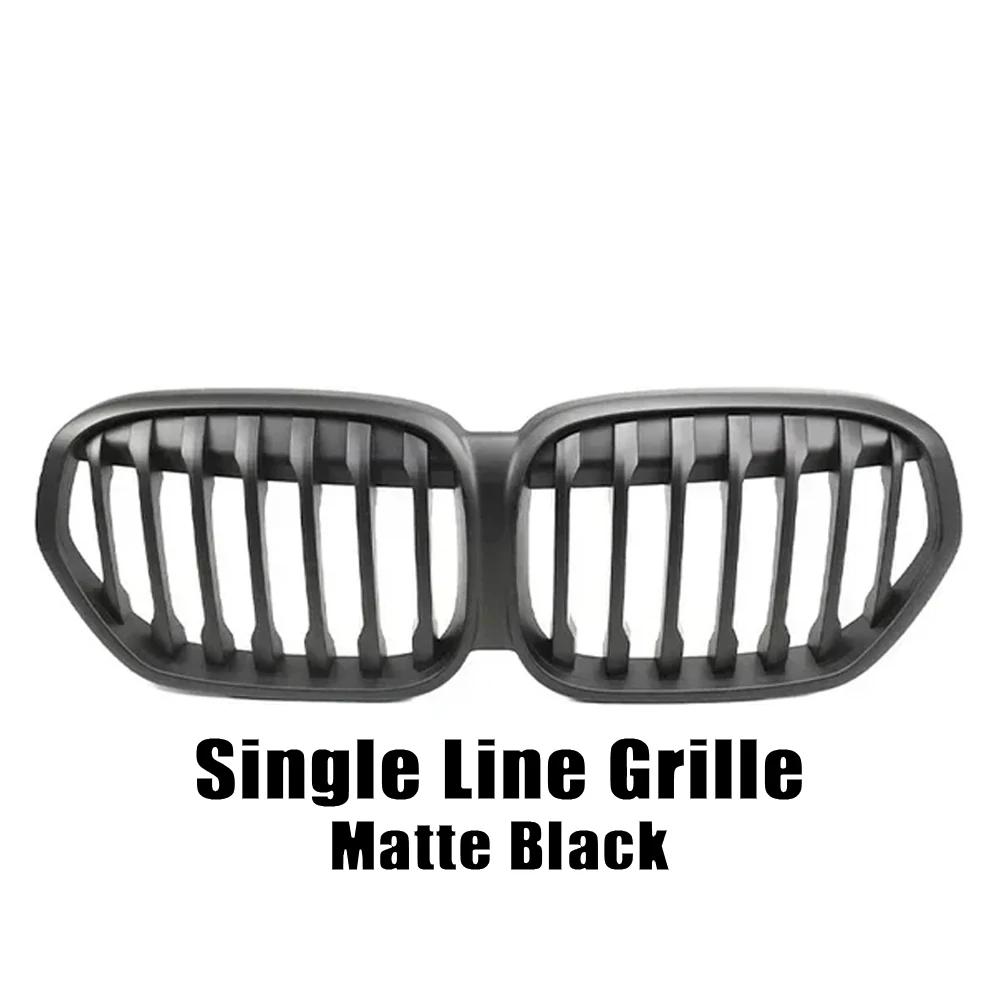 kyapx5 XVIP Carbon Fiber Look Double Line Style Front Racing Grills For BMW X1 F48 LCI 2020-2022 All Black Diamonds Style Upper Grilles