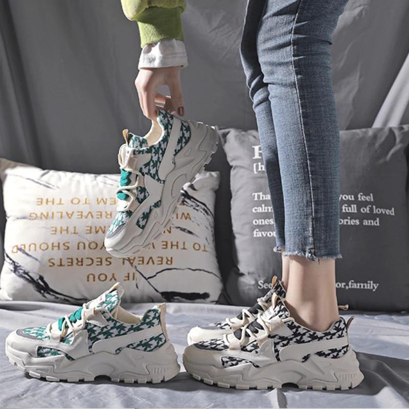 Модная женская повседневная обувь 2024 Весна Новые туфли на танкетке со шнуровкой Женская мода повседневная дышащая спортивная обувь Zapatillas Deporte