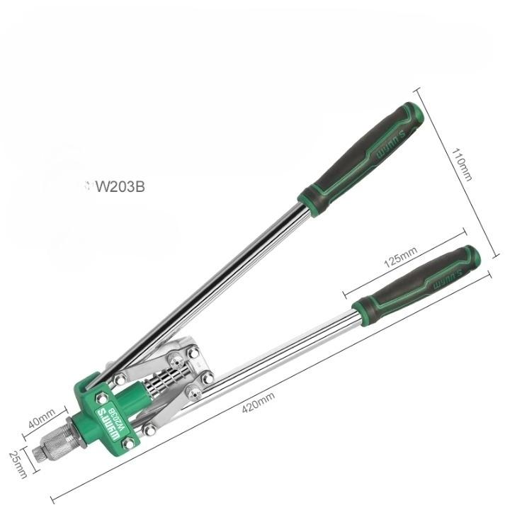 Набор ручных заклепочных пистолетов с 16 размерами головок заклепок, сверхпрочный одноручный заклепочный инструмент для металла, пластика и кожи