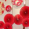 1Set Party Supplies DIY Chinese Style Background Wall Fan Flower Self-Adhesive Wedding Hanging Paper Crafts Festival Decor
