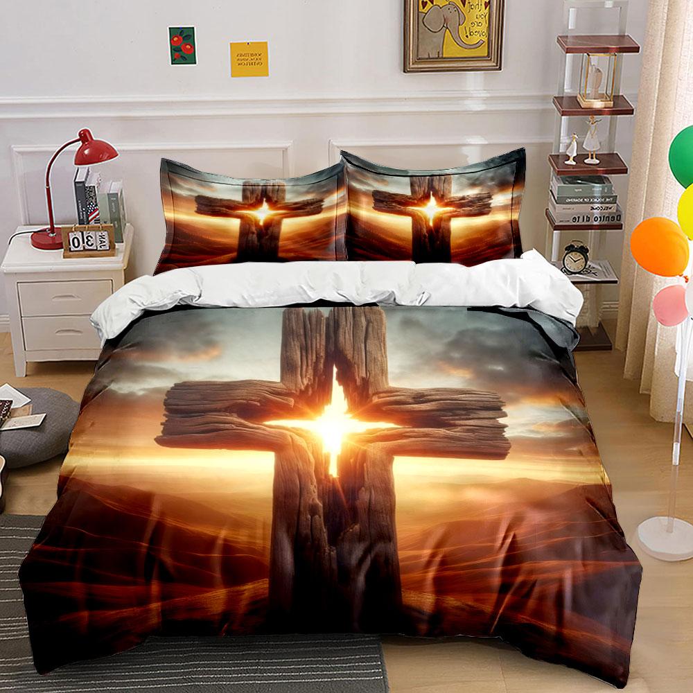 Wooden cross with sunlight. Bedding sets Duvet cover sets Duvet covers Pillowcases(1*Duvet Cover 2*Pillowcases without duvet insert)