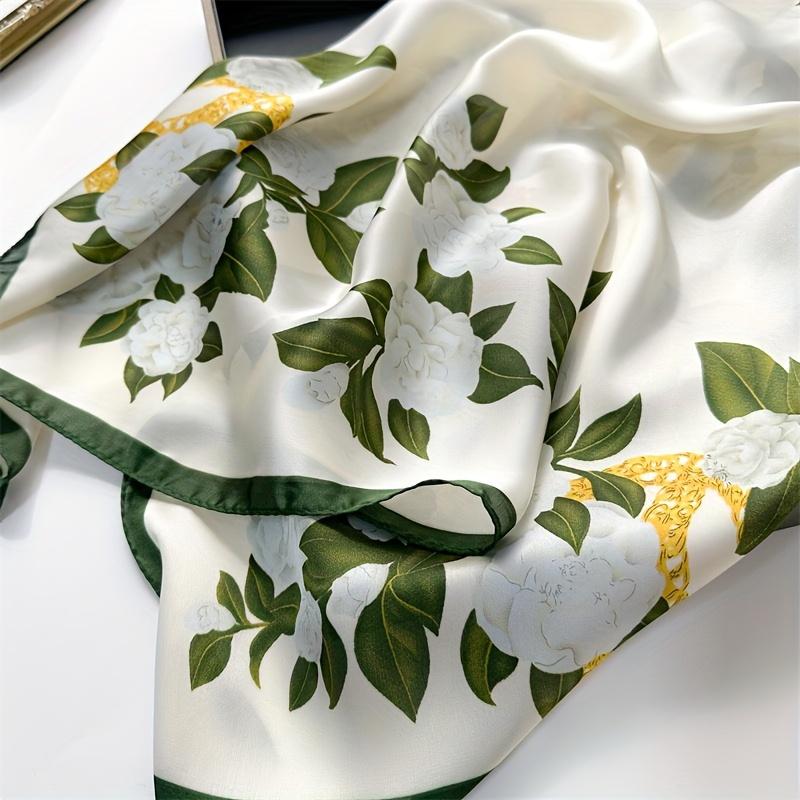 Flower Silk Square Scarf Women Satin Shawl Wrap Hijab Female Hair Band Wrist Luxury Headkerchief 70*70cm Echarpe Bandana