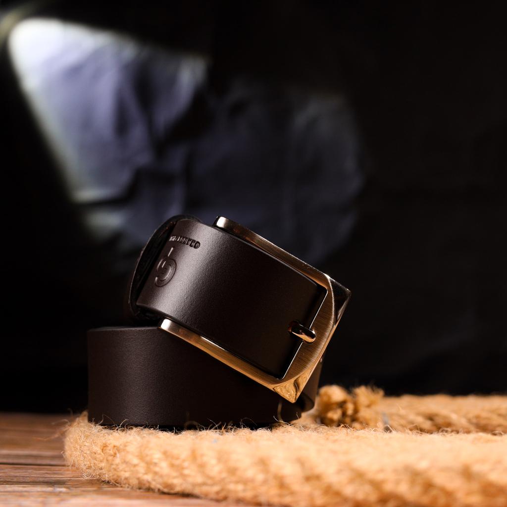 Стильный брючный мужской кожаный ремень GRANDE PELLE Leather Belt 21449 Коричневый