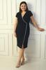 Women's Double Breasted Collar Half Moon Sleeve Stone Detail Front Slit BB. Dress