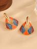 1 Pair of Retro Bohemian Geometric Gold Plated Enamel Earrings, Suitable for Women's Vacation Jewelry, Retro Fashion Design, Bright Colors