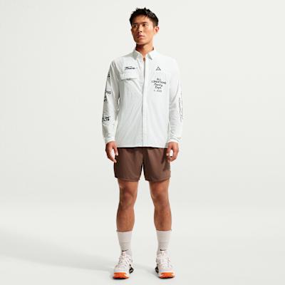 Мужские рубашки Nike ACG Мужские Пик Белый/Черный Лацкан Умеренный Другое
