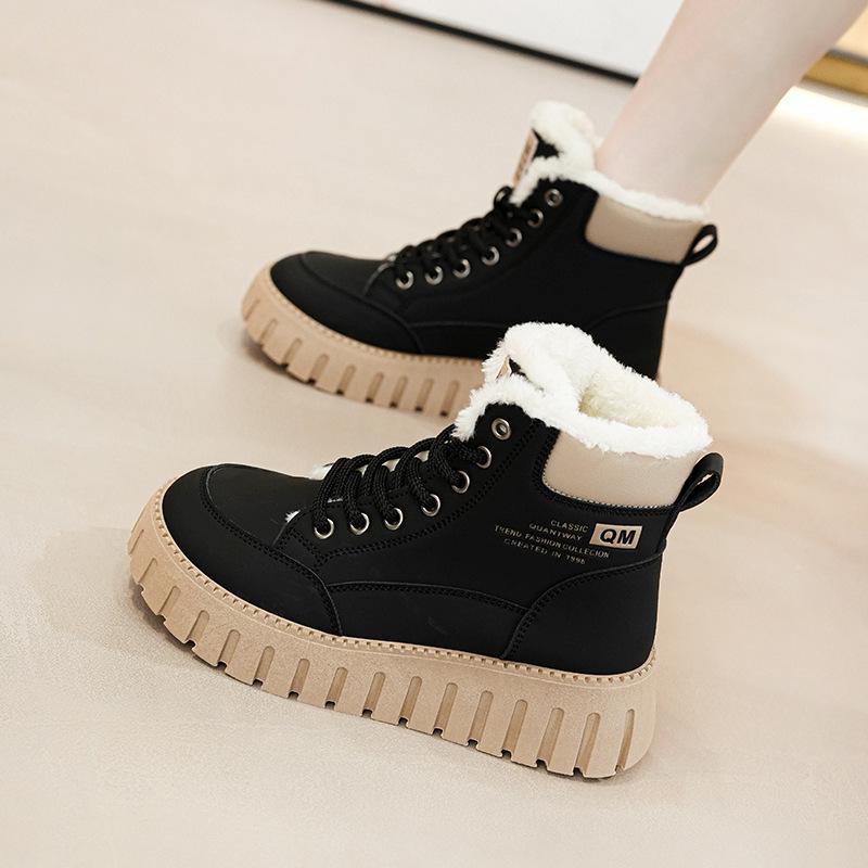 2024 Winter Women's High-Top Platform Shoes: Warm Velvet, Versatile & Trendy KT2509