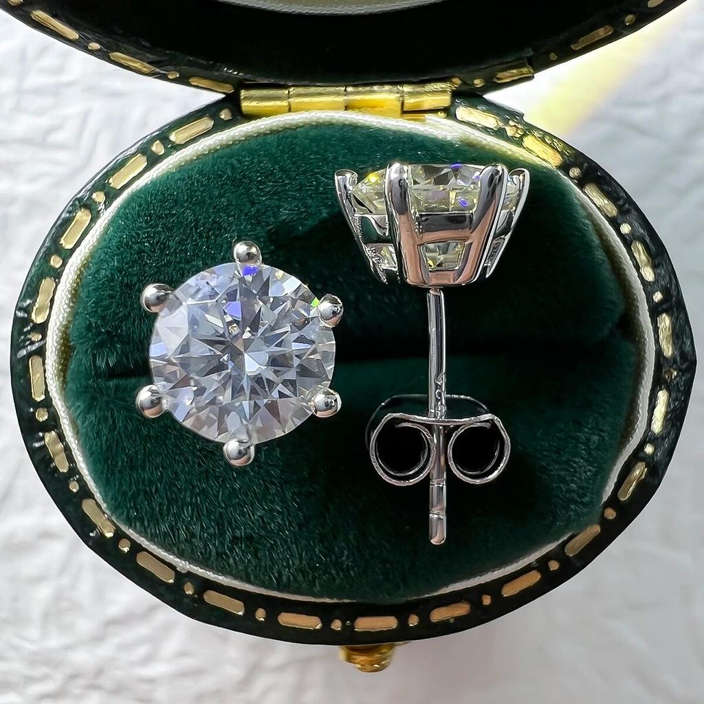 D Цвет 4/2/1 карат, серьги с муассанитом, бриллианты, стерлинговое серебро 925 пробы, позолоченный сертификат, ювелирные изделия с муассанитом, оптовая продажа