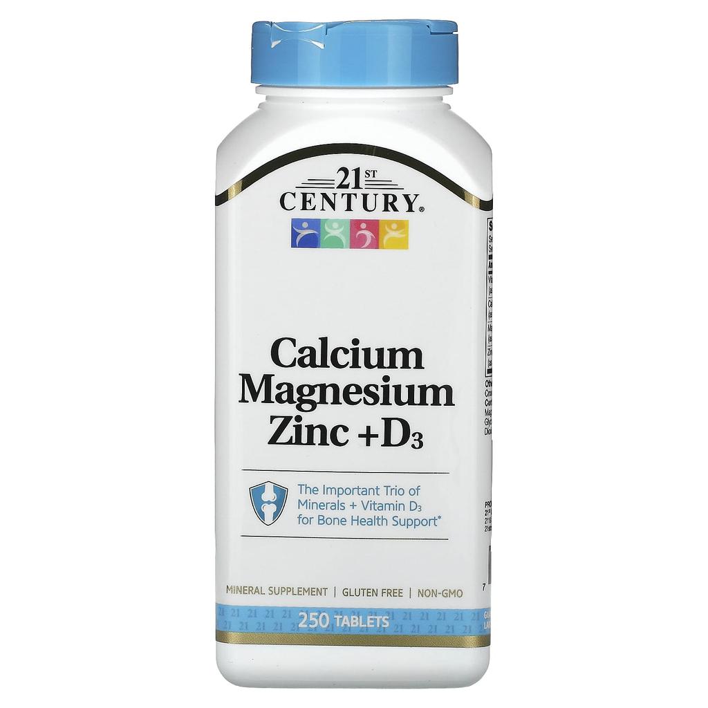 21st Century Calcium Magnesium Zinc + D3, 250 Tablets