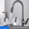 Water Plating Gun Gray Intelligent Digital Display Kitchen Faucet, Cold and Hot Vegetable Basin Sink Pull-out Multifunctional