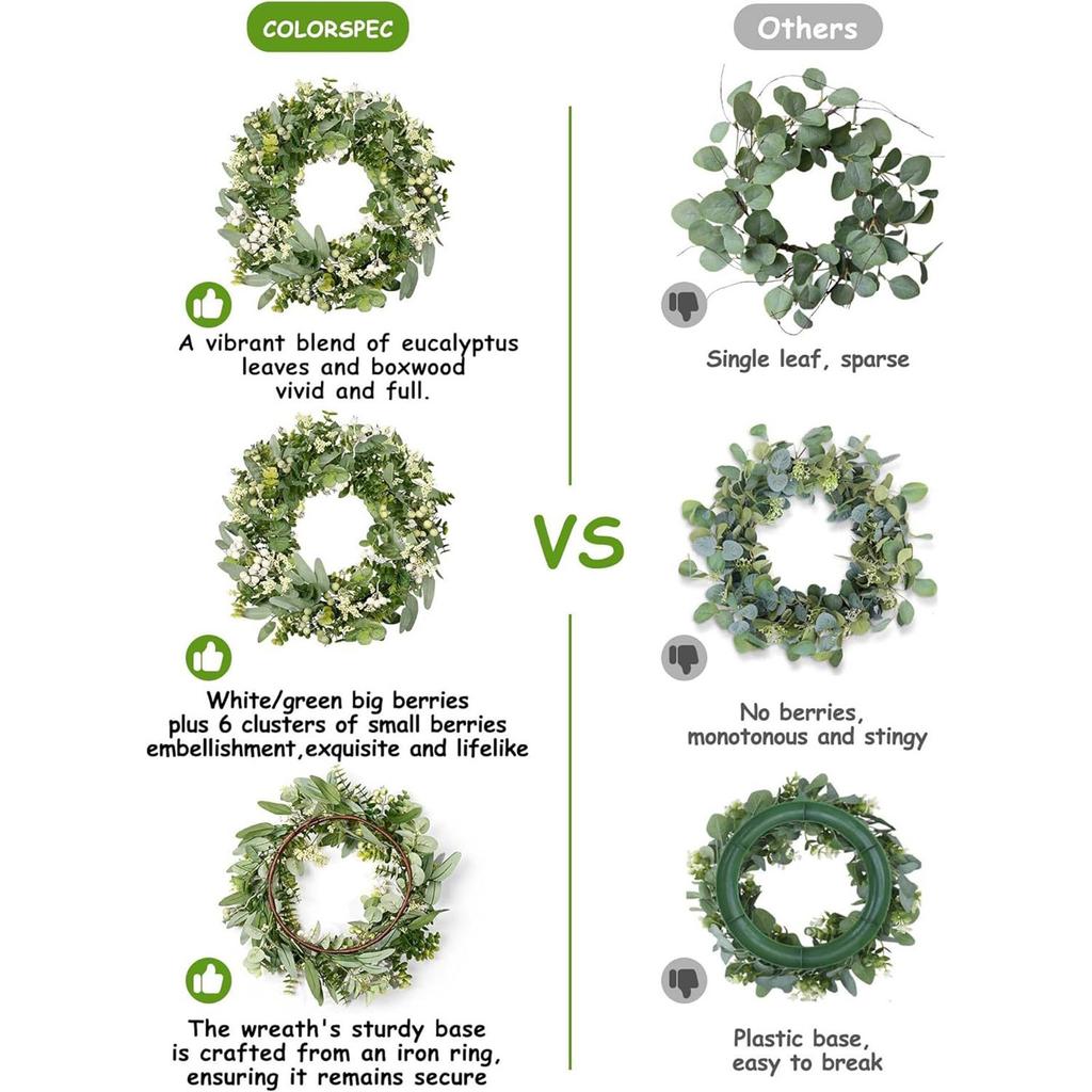 45cm Artificial Flower Eucalyptus Wreath Outdoor Front Door Wall Window Decoration Simulation Holiday Celebration Wreath