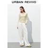 UR Women's Elastic Waist Drawstring Ruffle Casual Long Pants
