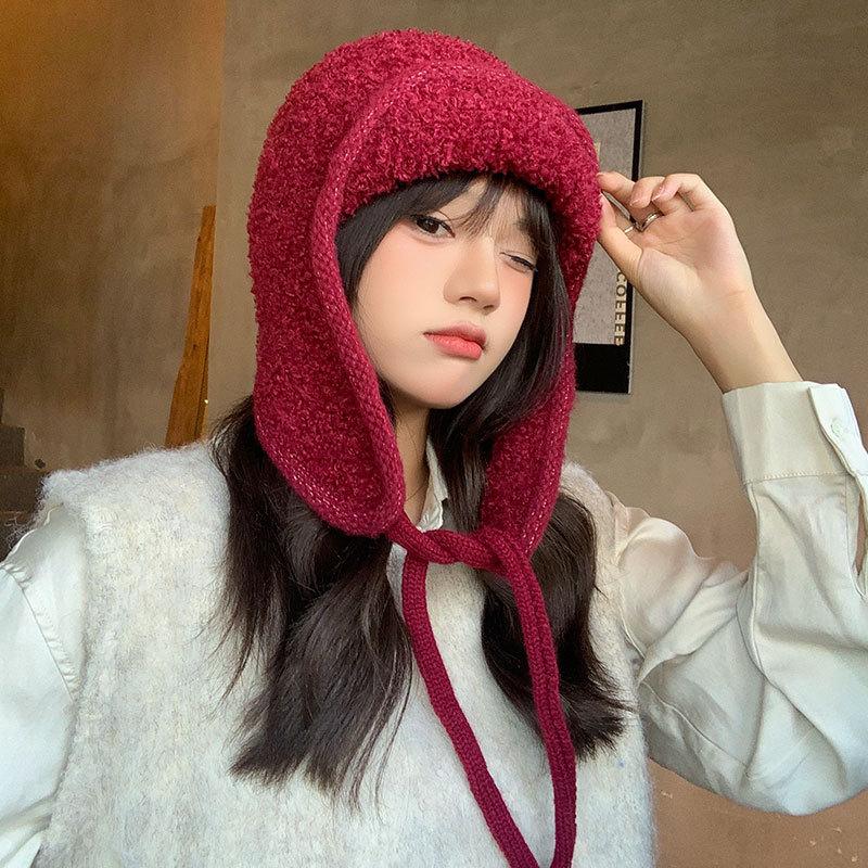 Держите в тепле и холоде детей Осень и зима Утепленная флисовая защита ушей Вязаная шерстяная балаклава