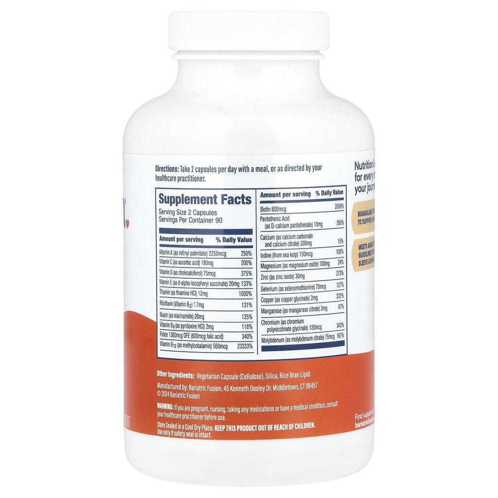 Bariatric Fusion, поливитамины без железа, 180 капсул
