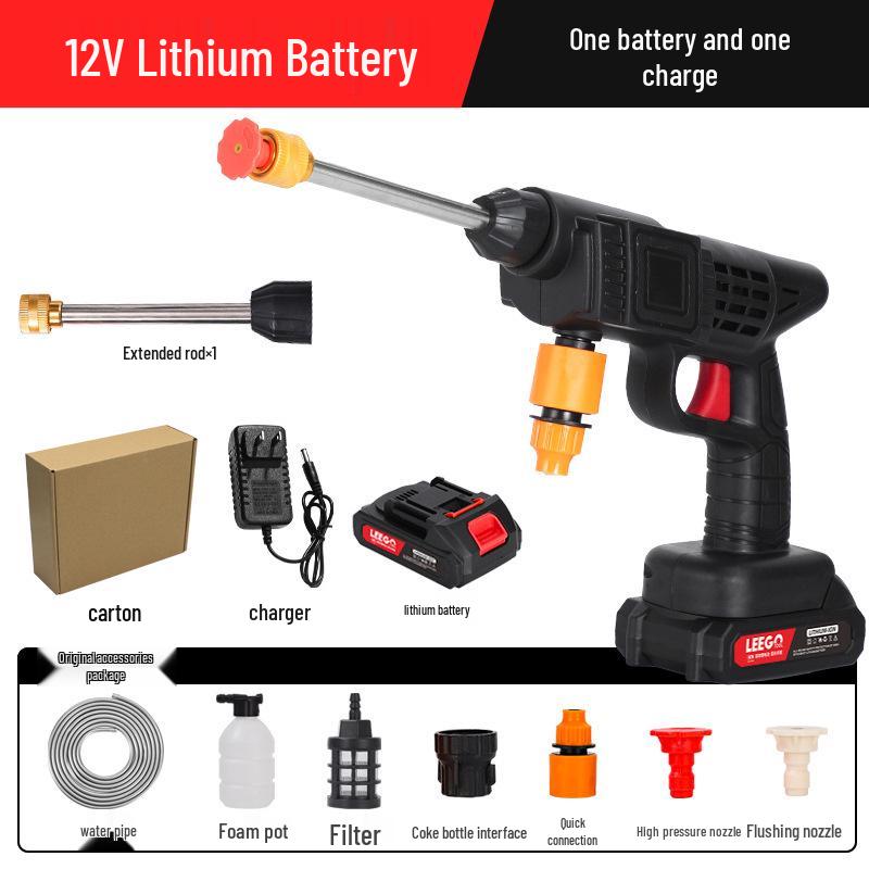 Беспроводная портативная автомойка высокого давления с литиевой батареей