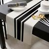 1pc Geometric Stripe Linen Table Runner Home Decoration Modern Simple Black White Plaid Vintage Table Cloth Kitchen Table Runners Holiday Party Decor