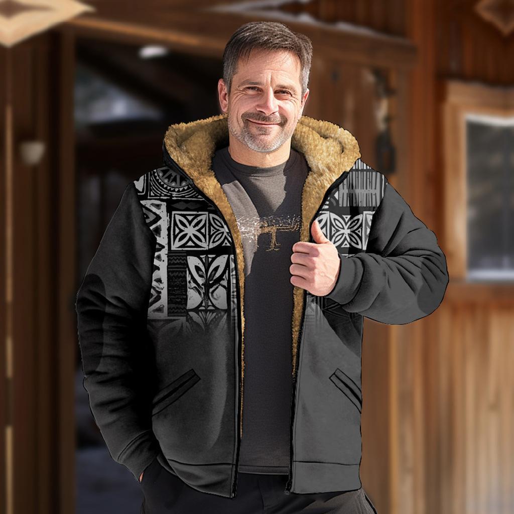 Men's Retro Print Jacket Men's Spring And Autumn Casual Trend Zipper Hooded Jacket