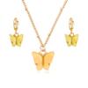 Acrylic Butterfly Pendant Earrings Necklace Combination Set Japan And South Korea Sweet Style Alloy Chain Jewelry Set