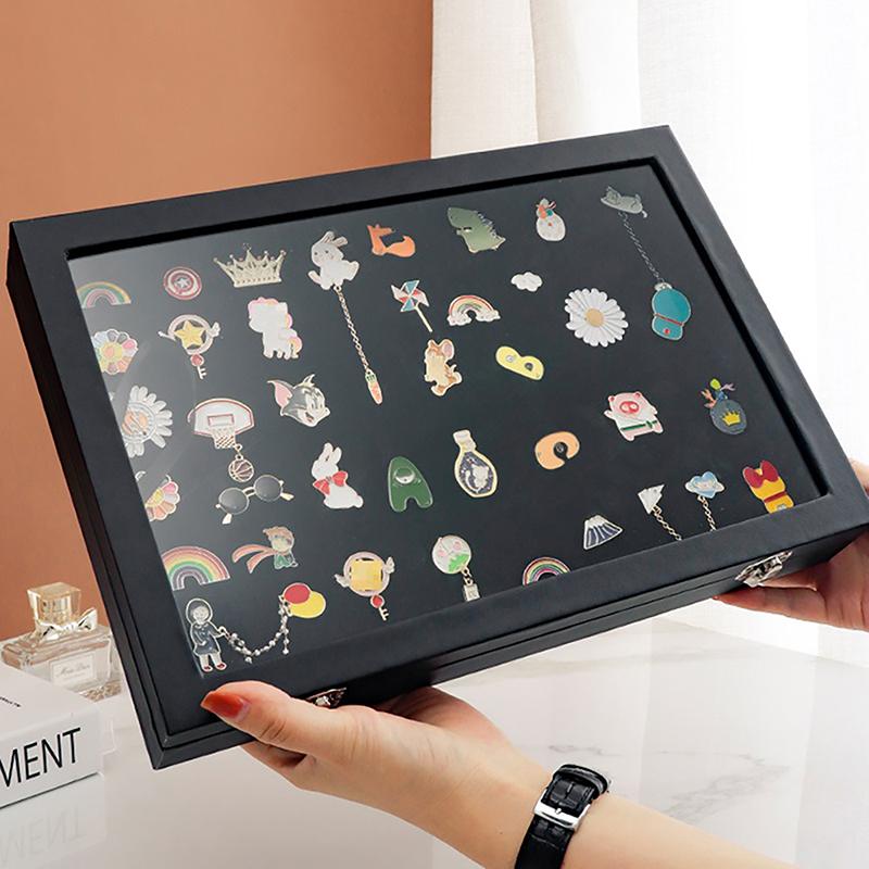 Ящик для хранения значков в виде бара, прозрачный пыленепроницаемый ящик для булавок на груди, подставка для медалей, подставка для ювелирных изделий из искусственной кожи, рамка для коллекции медалей