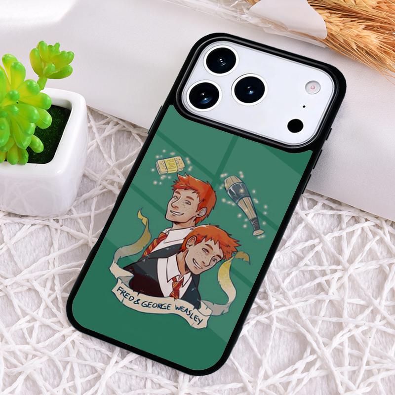 Забавный чехол для телефона Фреда и Джорджа Уизли для iPhone 17 Air 16 15 11 12 14 13 Pro Max Ударопрочный чехол