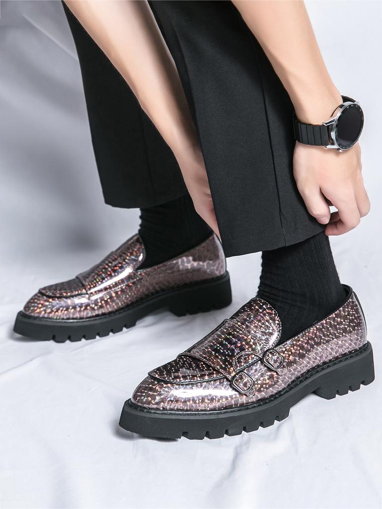 Fashion Casual Men's Loafers Fashion Party Gentleman Style Nightclub Hairstylist Thick Soled Adult Leather Shoes 37-46 Plus Size New