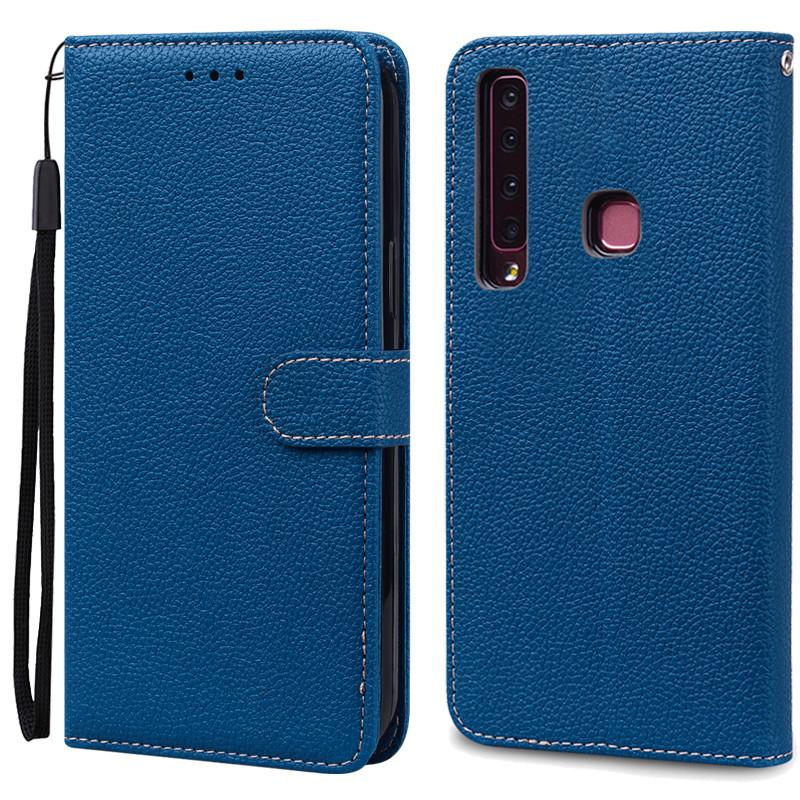 Кожаный чехол-книжка для Samsung Galaxy A9 2018 с отделениями для карт и ремешком на запястье