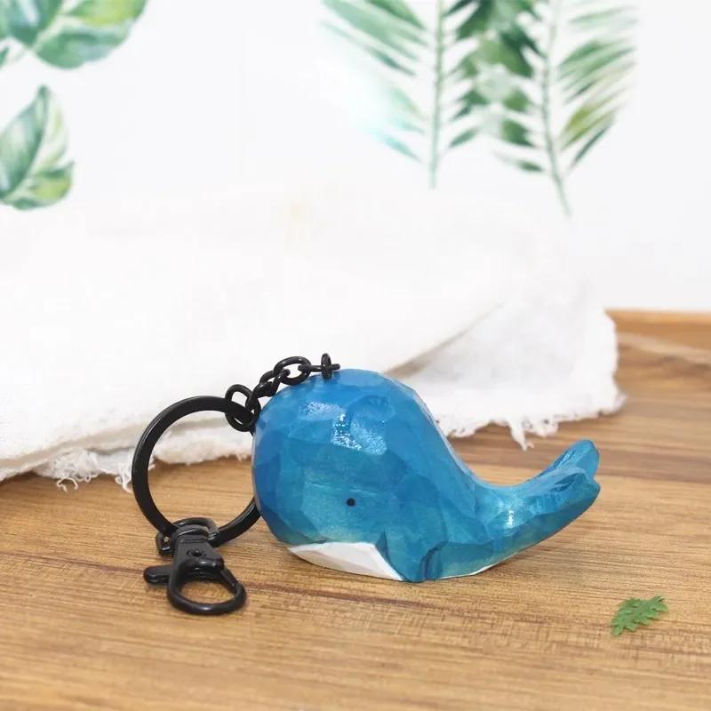 Home Decoration Small Crafts Wooden Small Whale Pendant Original Wood Carving Creative Handmade Wood Animal Home Decor Accessory
