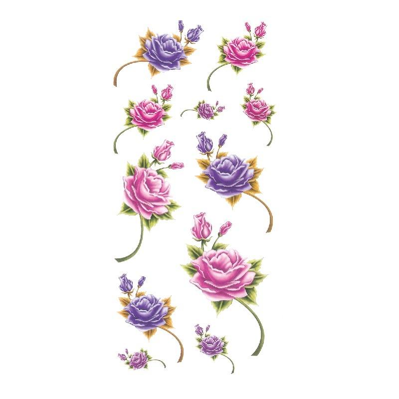 Наклейка с изображением цветка голубой розы, большой узор в виде цветка сливы, водонепроницаемая наклейка с изображением цветка на руке, образец татуировки