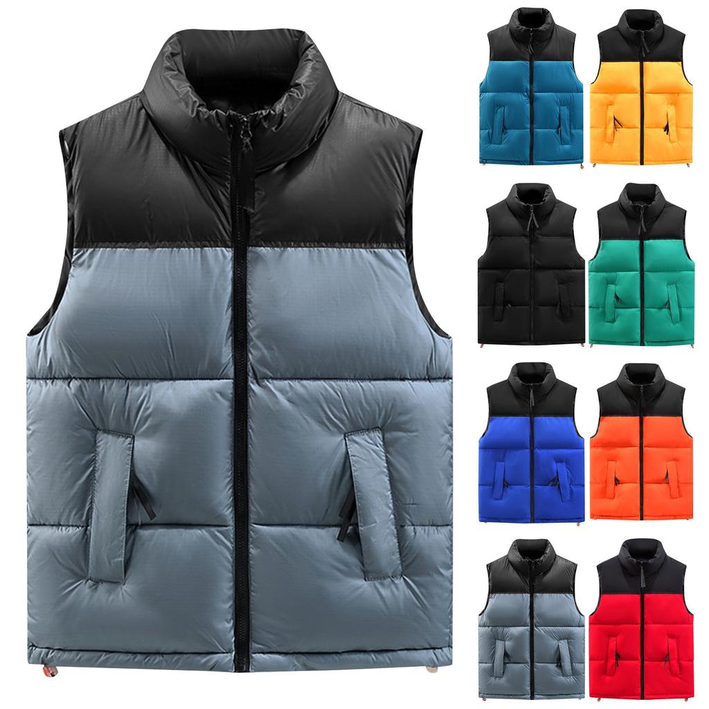 Cotton Vest Men's Autumn And Winter Thickened Warm Vest Color Stitching Waistcoat