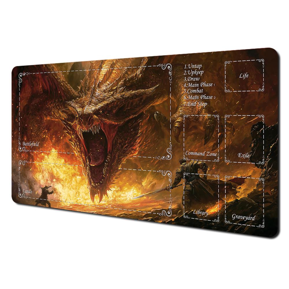 Purple Rose Galaxy Dragon MTG Playmat AntiSlip Stain Resistant Fantasy Gaming Desk Mat for TCG Players