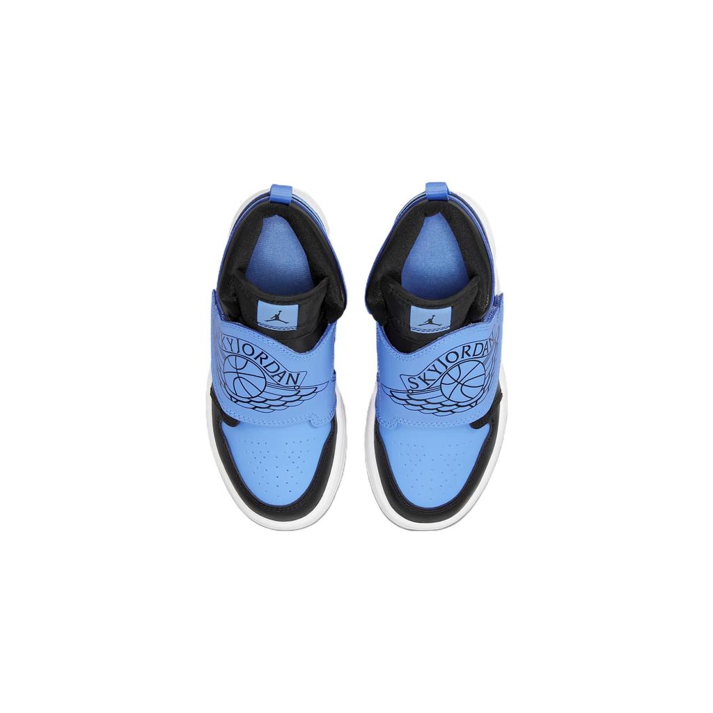 Кроссовки Air Jordan Sky Jordan 1 PS University Blue Kids, черные, белые BQ7197-041