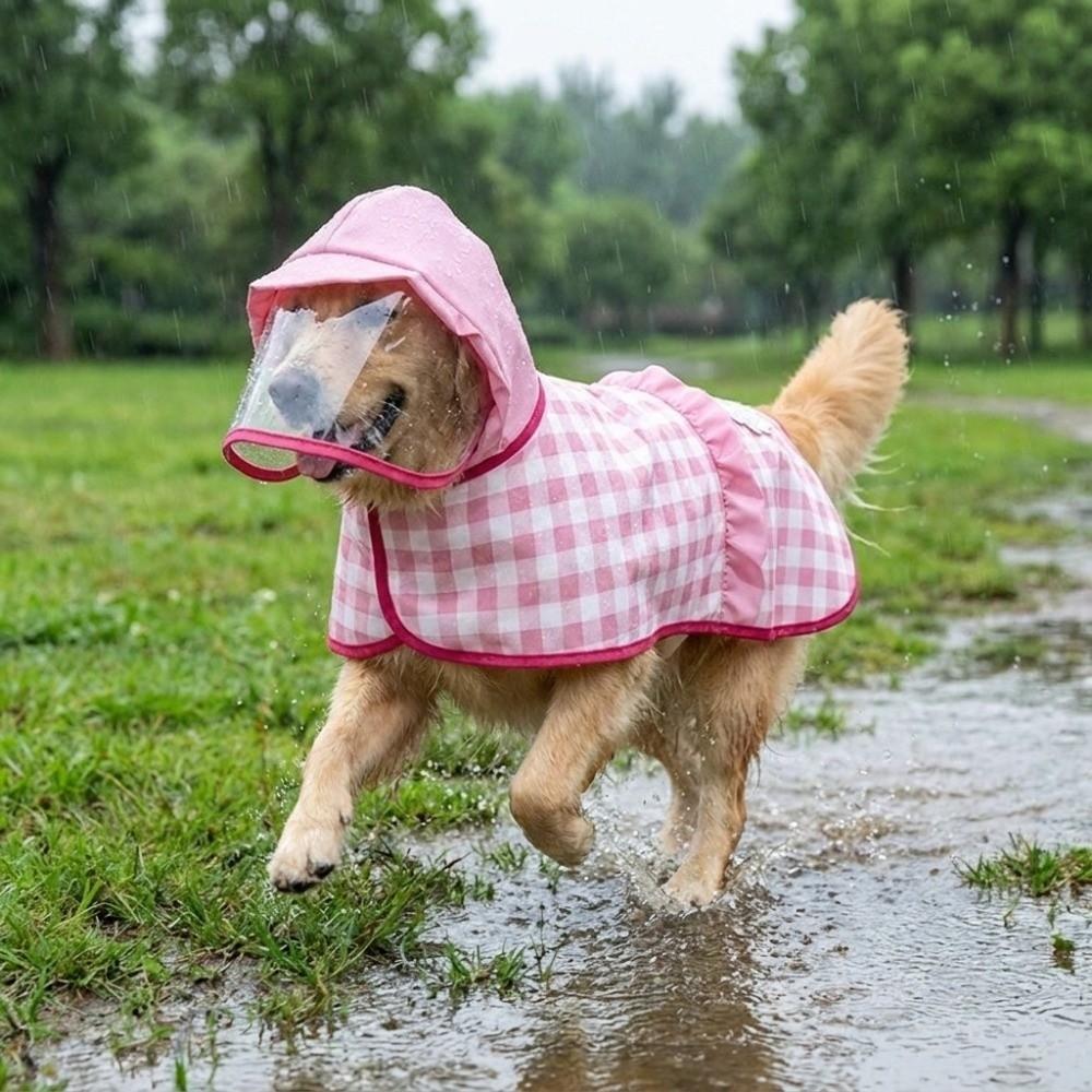 Windproof Dog Hooded Raincoat Adjustable Pet Poncho Protective Pet Rain Jacket  Outdoor Walking