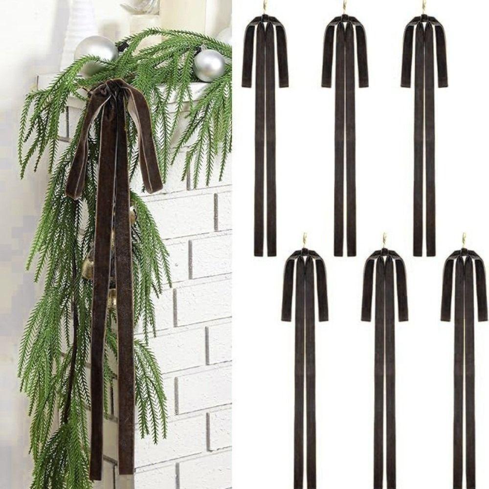 6pcs/set Christmas Gift Velvet Bows Vintage Velvet Ribbon Bow New Christmas Tree Bows