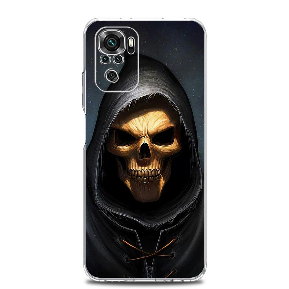 Чехол для телефона для Xiaomi Redmi Note 15 14 13 12 4G 10 11 Pro Plus 5G 14C 13C 12C 10C Мягкий ТПУ чехол Жнец Череп Скелет
