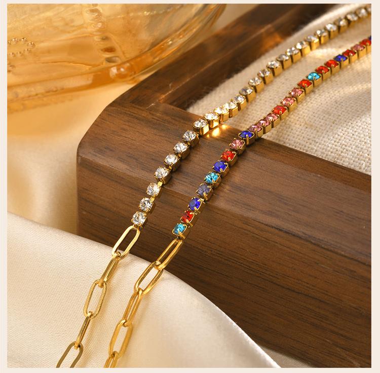 Tennis Bracelets, Paperclip Link Chain Bracelet for Women, Stainless Steel Layered Hand Wristband Accessories