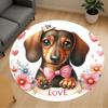 1pc Dachshund Love Pattern Office Round Rugs, Under Chair Round Rugs for Living Room, Bedroom, Bathroom Decoration Carpet 091863