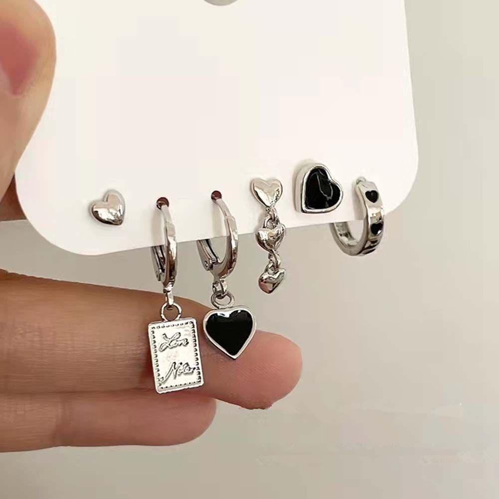Zinc Zinc Alloy Girls Gift Korean Style Earrings Heart Ear Stud Women's Earring set Geometric Stud  Earrings